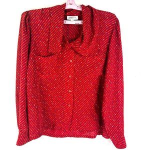 Vintage Shirtstrings California Button Blouse Womens Size 11/12 Red Geometric